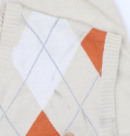 IZOD Womens Beige Argyle V-Neck Cotton Knit Sleeveless Jumper Vest XL