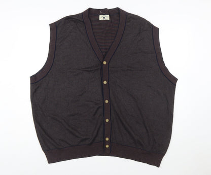 Cutter & Buck Men's Brown 2XL Sleeveless Button Knit Vest Jumper