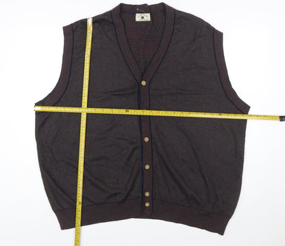 Cutter & Buck Men's Brown 2XL Sleeveless Button Knit Vest Jumper