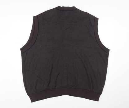 Cutter & Buck Men's Brown 2XL Sleeveless Button Knit Vest Jumper
