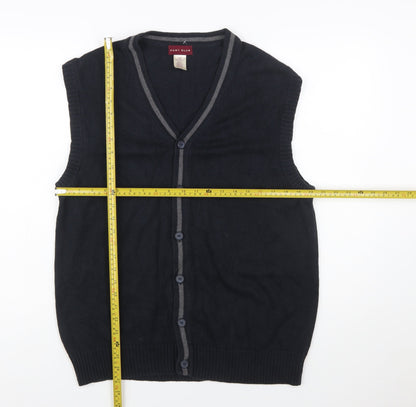 Hunt Club Men's Black Cotton Sleeveless Button Cardigan L
