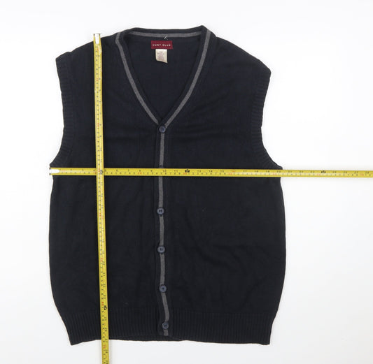 Hunt Club Men's Black Cotton Sleeveless Button Cardigan L