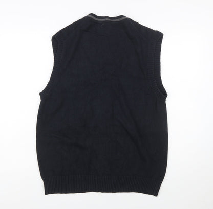 Hunt Club Men's Black Cotton Sleeveless Button Cardigan L