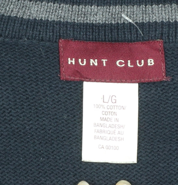 Hunt Club Men's Black Cotton Sleeveless Button Cardigan L