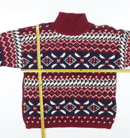 Ricki's Women Multicoloured Fair Isle Cotton High Neck Jumper M