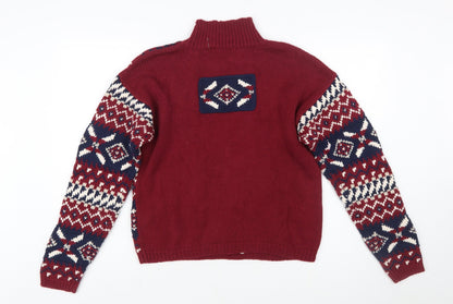 Ricki's Women Multicoloured Fair Isle Cotton High Neck Jumper M