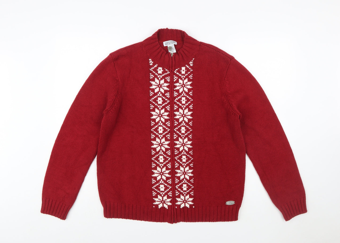 Northern Reflections Women Red Fair Isle Full Zip Knit Jumper M