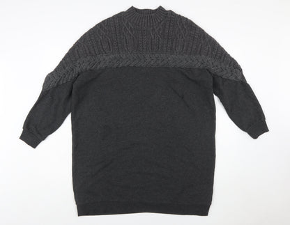 River Island Womens Grey Cable-Knit Long Sleeve Pullover Jumper L