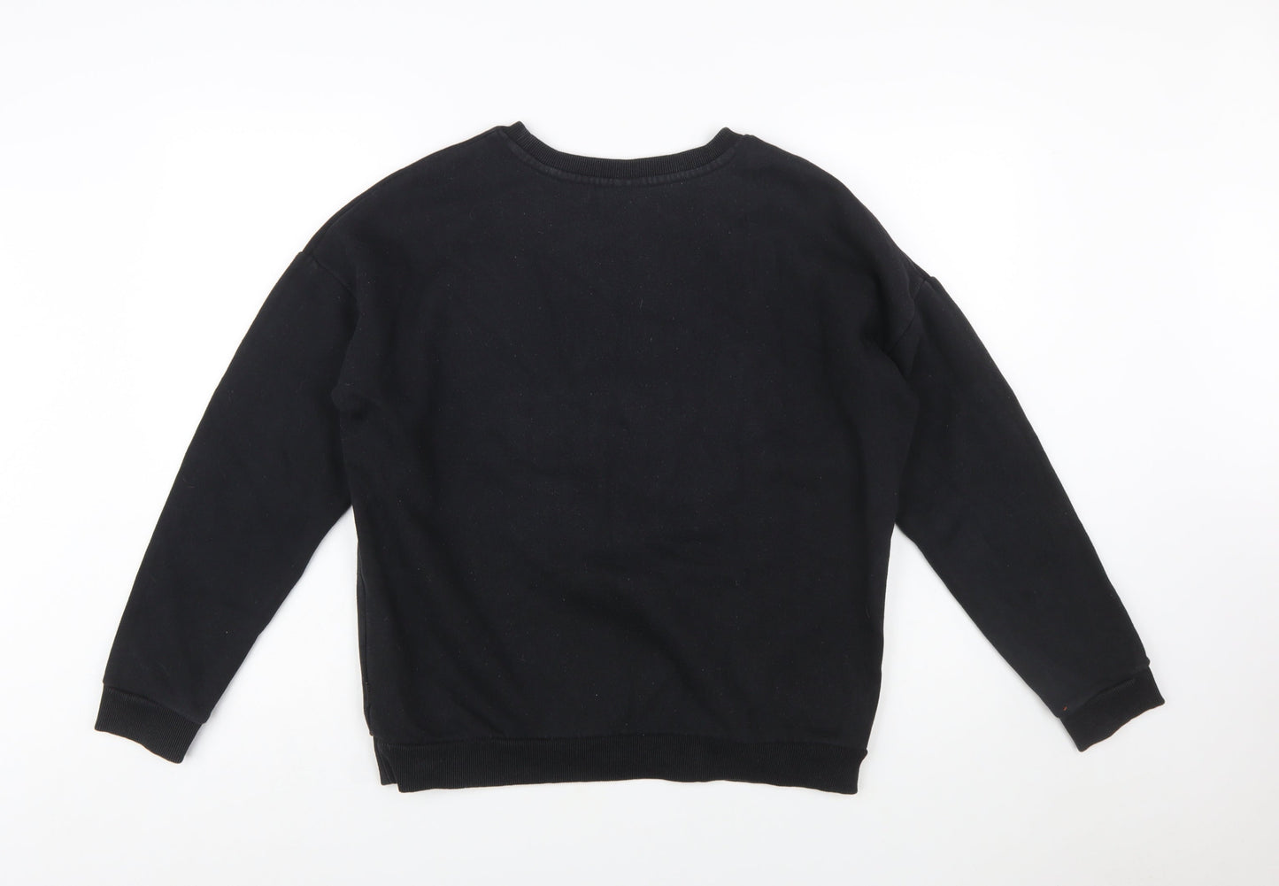 Superdry Women's Black Cotton Blend Pullover Sweatshirt UK 12