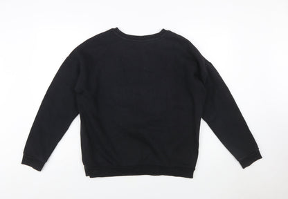 Superdry Women's Black Cotton Blend Pullover Sweatshirt UK 12