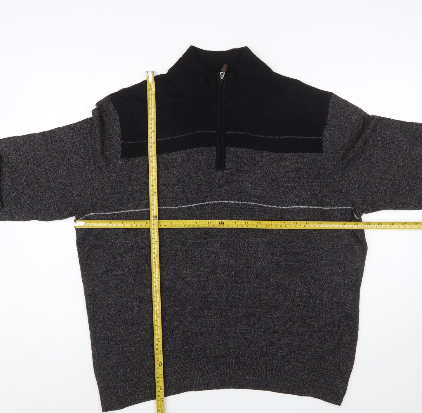 Dockers Mens Grey Acrylic 1/2 Zip High Neck Jumper Size L