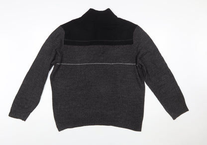 Dockers Mens Grey Acrylic 1/2 Zip High Neck Jumper Size L