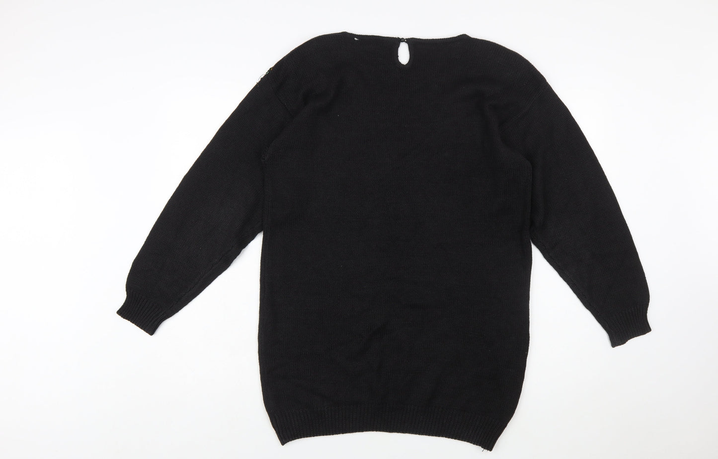 Trimmings Womens Black Sequin Bow Pullover Jumper Size S