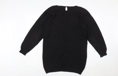 Trimmings Womens Black Sequin Bow Pullover Jumper Size S