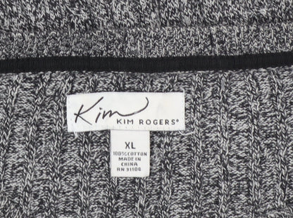 Kim Rogers Men Grey XL Cotton Cable Knit Crew Neck Jumper