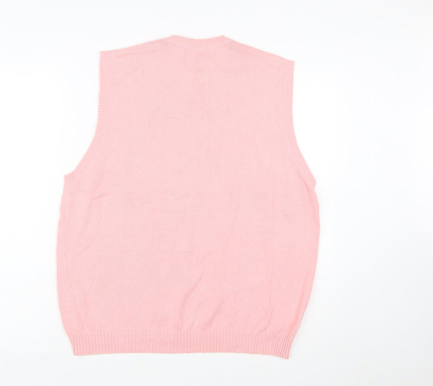 IZOD Men's Pink Argyle V-Neck Cotton Golf Vest Size L