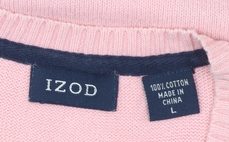 IZOD Men's Pink Argyle V-Neck Cotton Golf Vest Size L