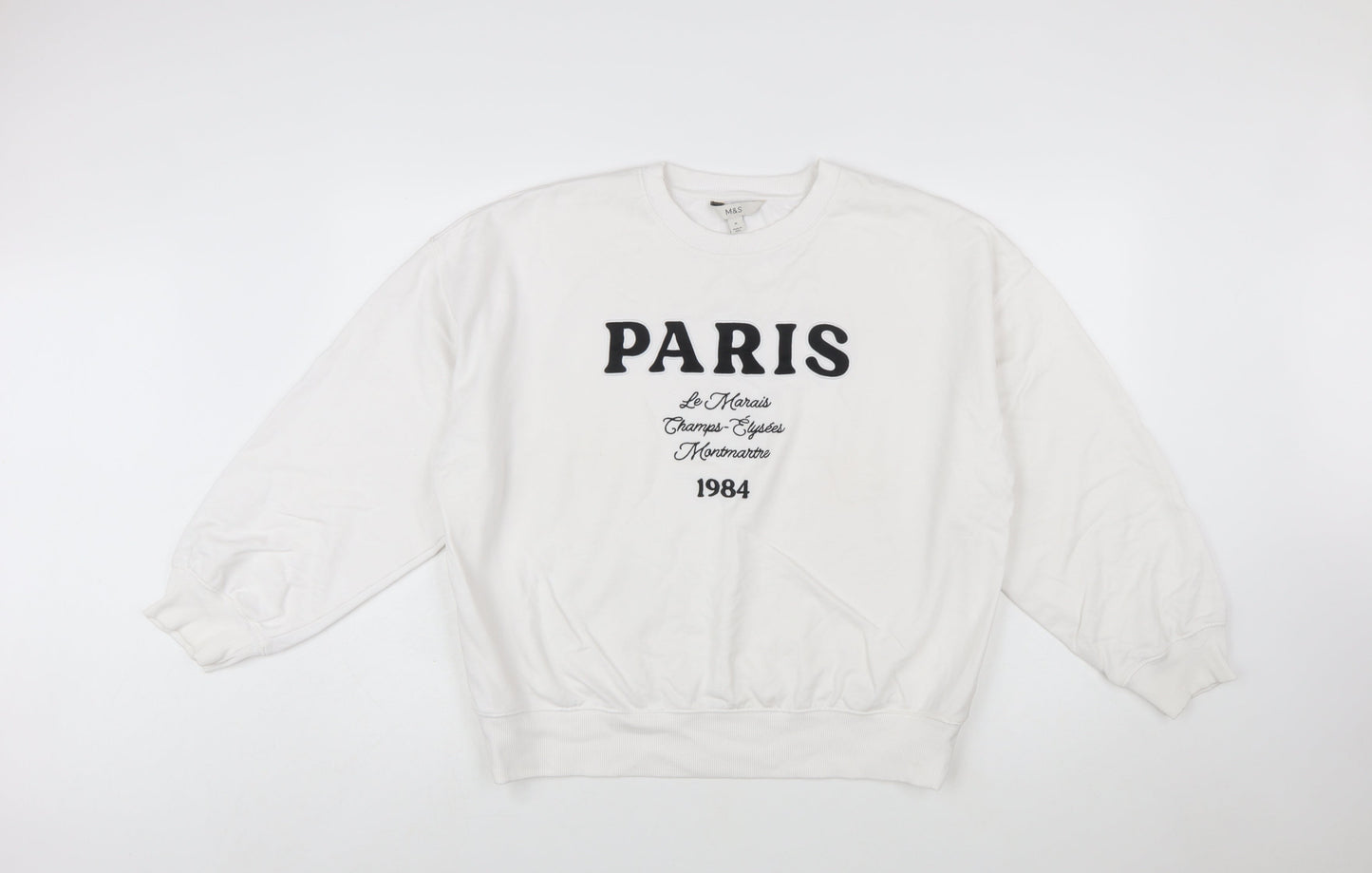 Marks and Spencer Womens Ivory Sweatshirt Medium Paris Print