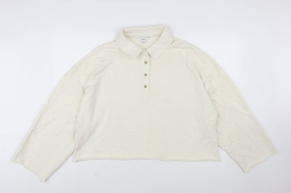 Marks and Spencer Women Ivory Henley Sweatshirt XL Cotton Pullover