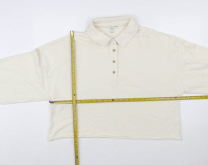 Marks and Spencer Women Ivory Henley Sweatshirt XL Cotton Pullover
