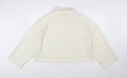 Marks and Spencer Women Ivory Henley Sweatshirt XL Cotton Pullover