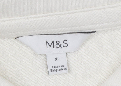 Marks and Spencer Women Ivory Henley Sweatshirt XL Cotton Pullover