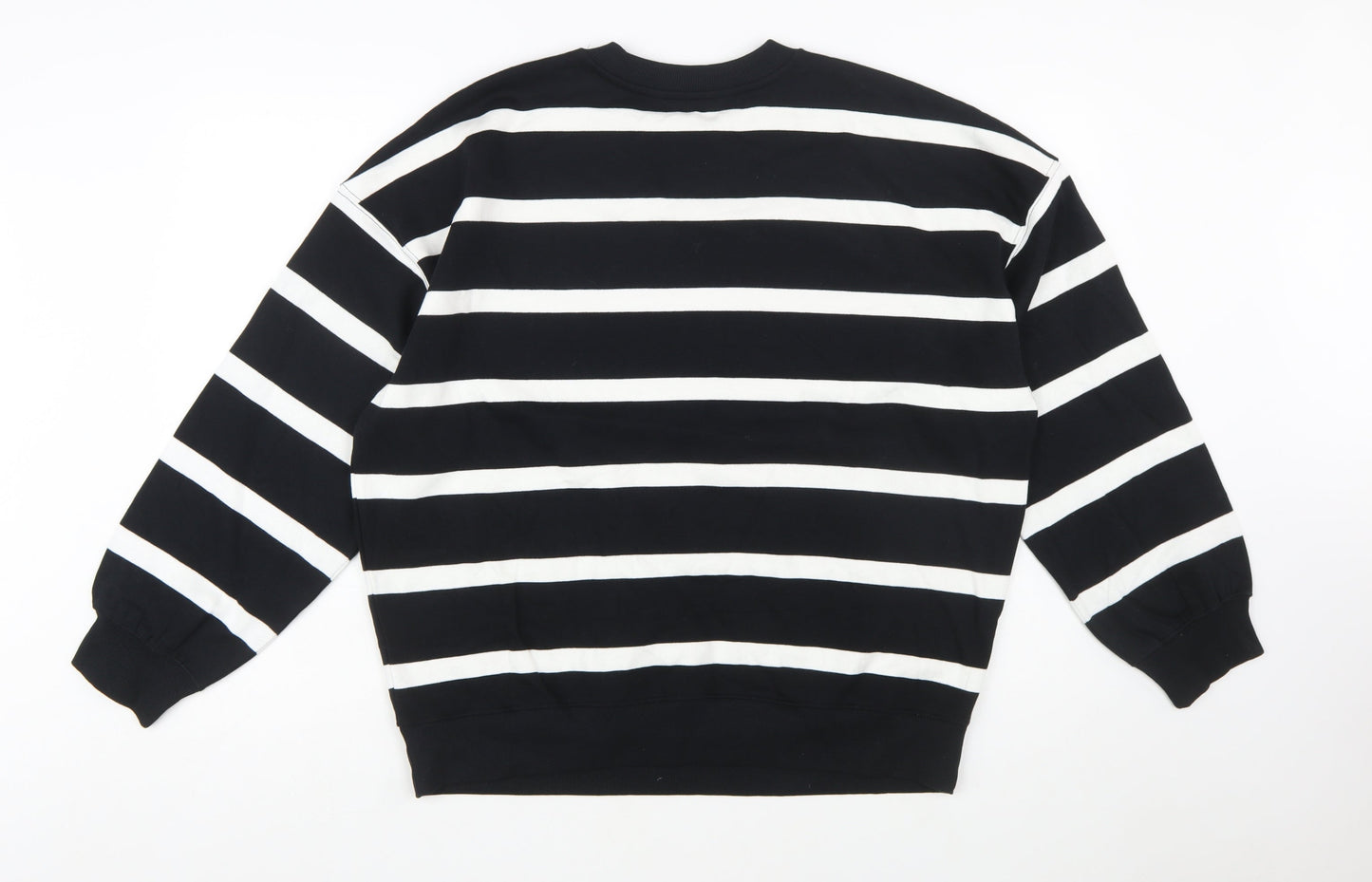 Marks and Spencer Women Black White Striped Pullover Sweatshirt M