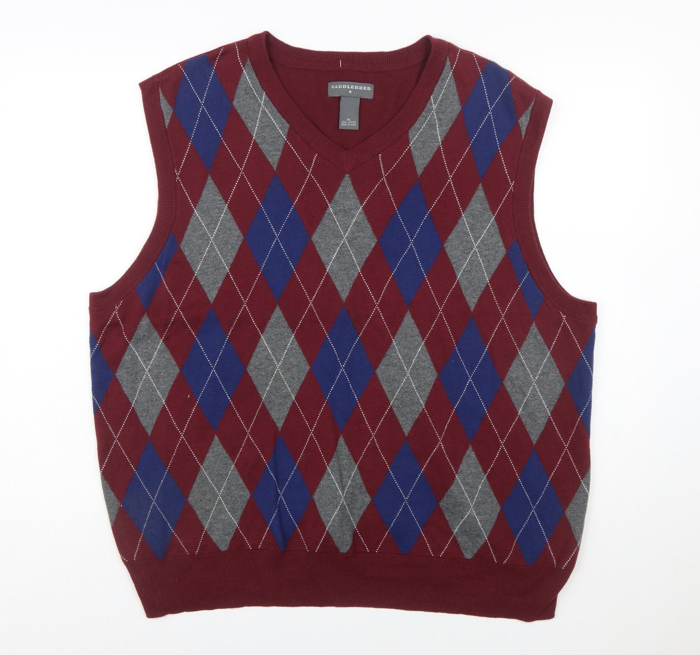 Saddlebred Men's Multicoloured Argyle Cotton Knit Vest XL