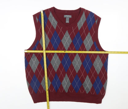 Saddlebred Men's Multicoloured Argyle Cotton Knit Vest XL