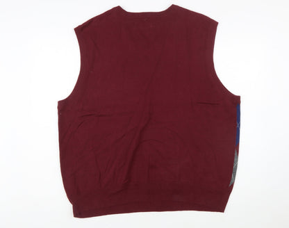 Saddlebred Men's Multicoloured Argyle Cotton Knit Vest XL