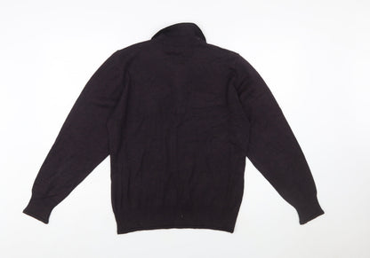 LEON Men’s Brown Wool Blend Collared Full Zip Jumper Size M