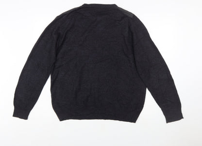 Dockers Men's Grey Argyle Acrylic Crew Neck Jumper Size L
