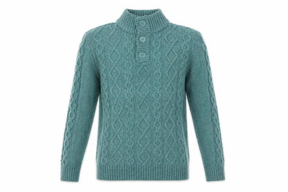 Urban Reef Mens Green Cable-Knit Henley Jumper Size L