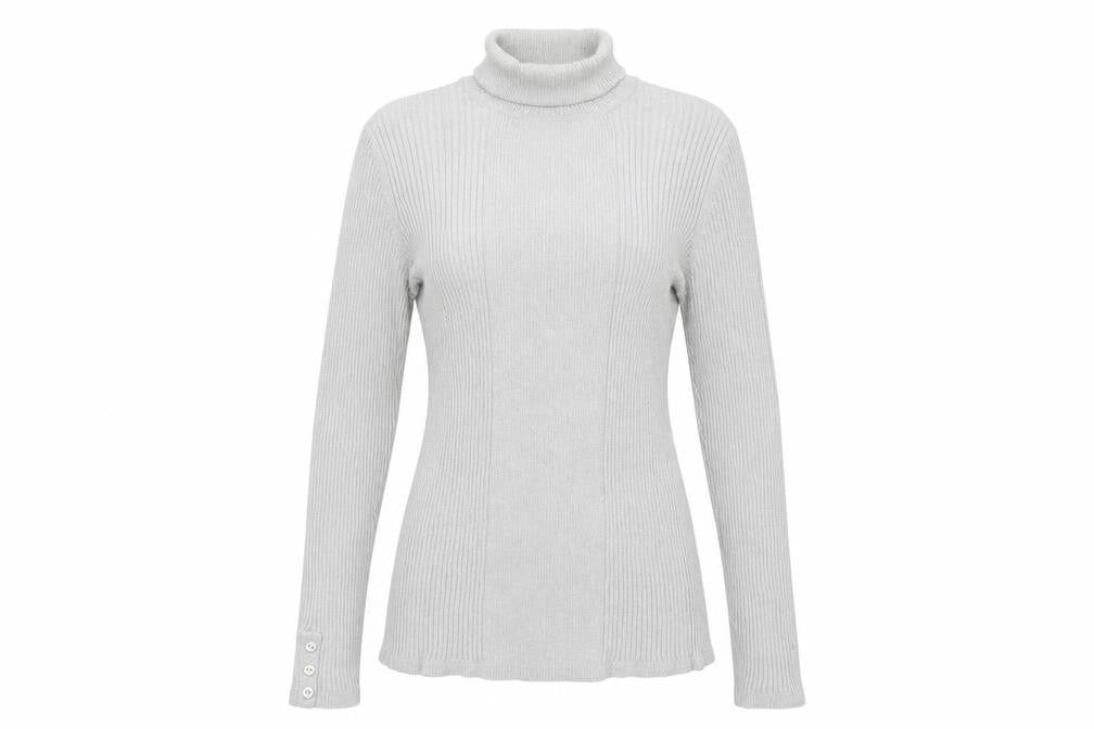 Style & Co Women Silver Roll Neck Ribbed Knit Jumper XL