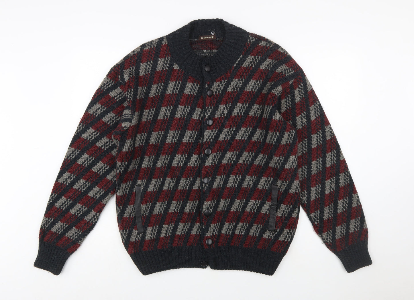 Graziano G. Men's Multicoloured Check Wool Cardigan M