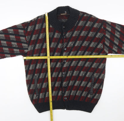Graziano G. Men's Multicoloured Check Wool Cardigan M