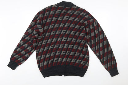 Graziano G. Men's Multicoloured Check Wool Cardigan M