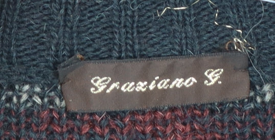 Graziano G. Men's Multicoloured Check Wool Cardigan M
