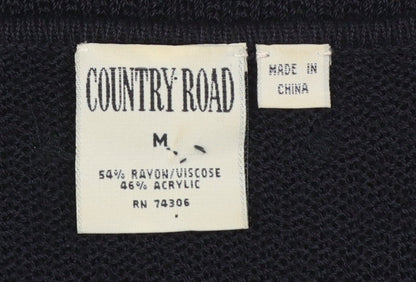 Country Road Women's Black Sequin Knit Sleeveless V-Neck Vest M