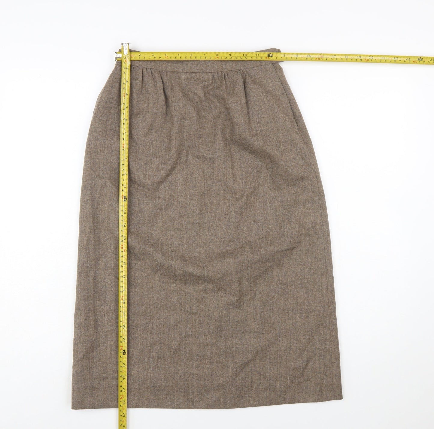 Post Horn Women's Brown Wool Midi Pencil Skirt Size 10