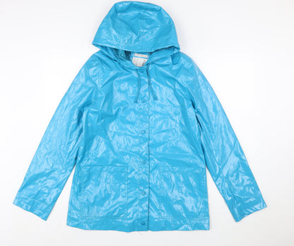 Xhilaration Women Blue L Water Resistant Hooded Rain Coat Jacket