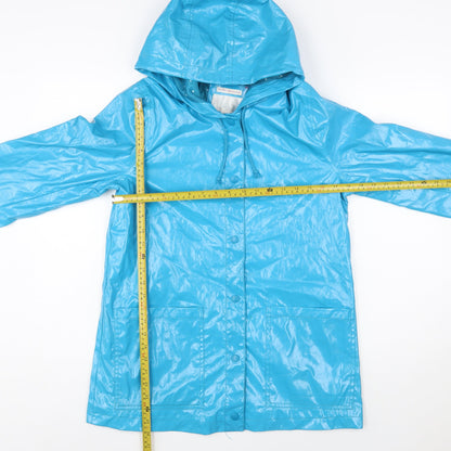Xhilaration Women Blue L Water Resistant Hooded Rain Coat Jacket