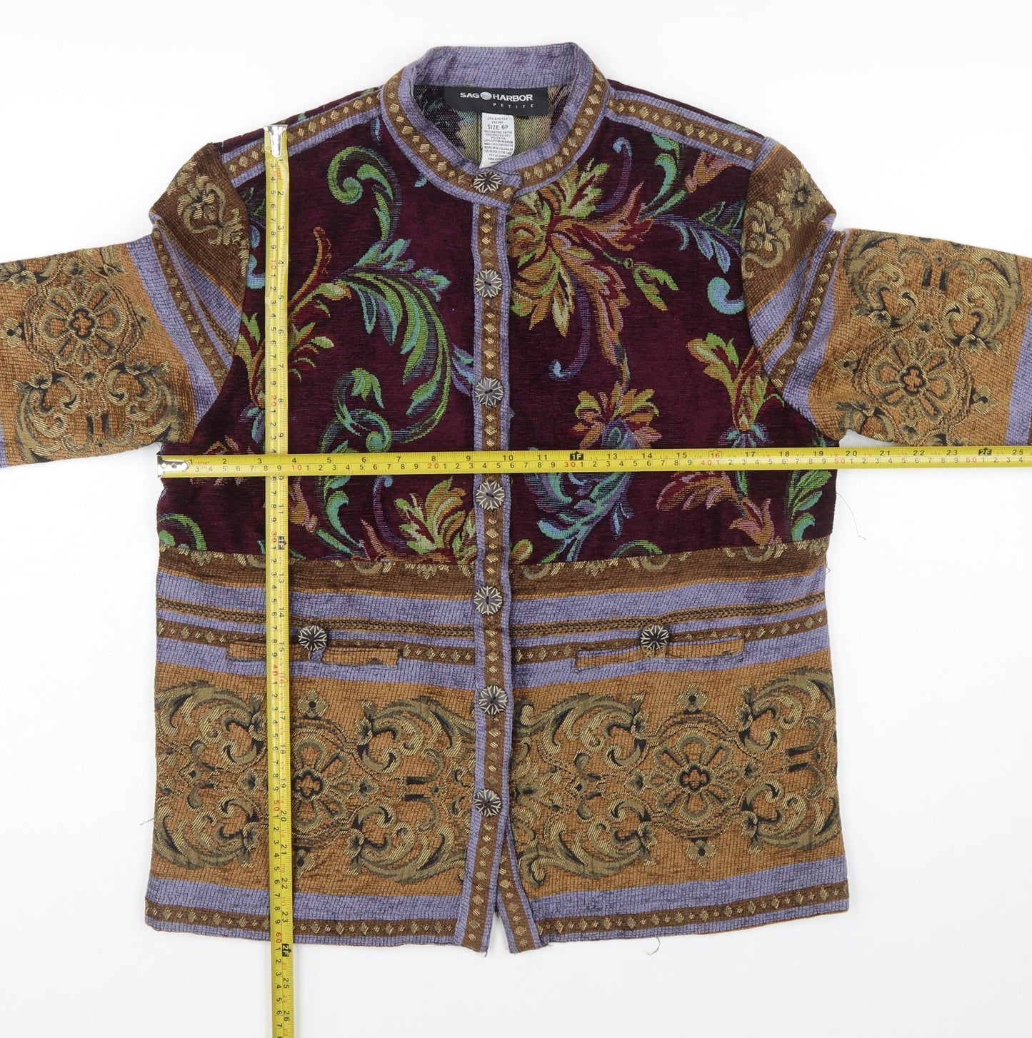 Sag Harbor Petite Multicoloured Floral Brocade Jacket Women's Size 6