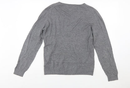 Tommy Hilfiger Men's Grey Argyle V-Neck Cotton Jumper L