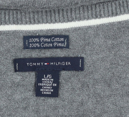 Tommy Hilfiger Men's Grey Argyle V-Neck Cotton Jumper L