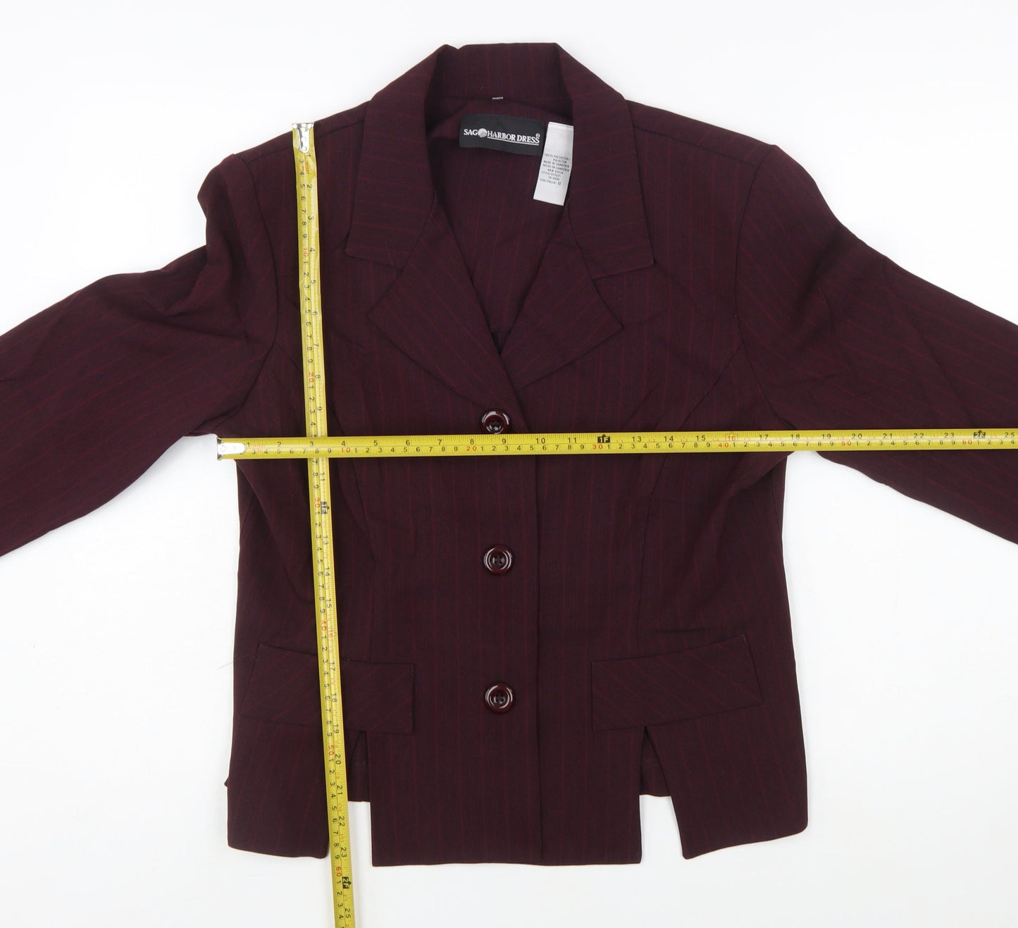 Sag Harbor Dress Women's Burgundy Pinstripe Suit Jacket Size 12