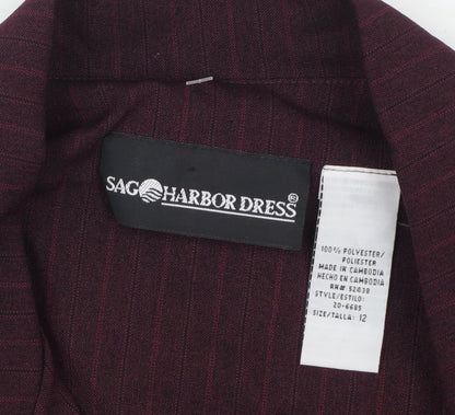 Sag Harbor Dress Women's Burgundy Pinstripe Suit Jacket Size 12