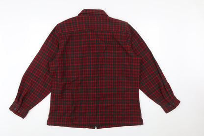 Woolrich Men Red Check Wool Blend Zip Flannel Jacket L