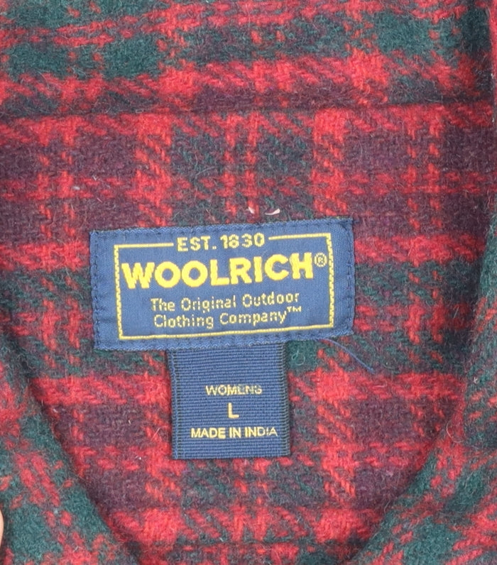 Woolrich Men Red Check Wool Blend Zip Flannel Jacket L