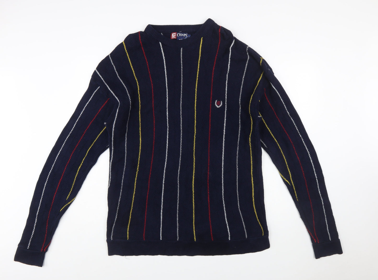 Chaps Ralph Lauren Men's Blue Striped Cotton Jumper L